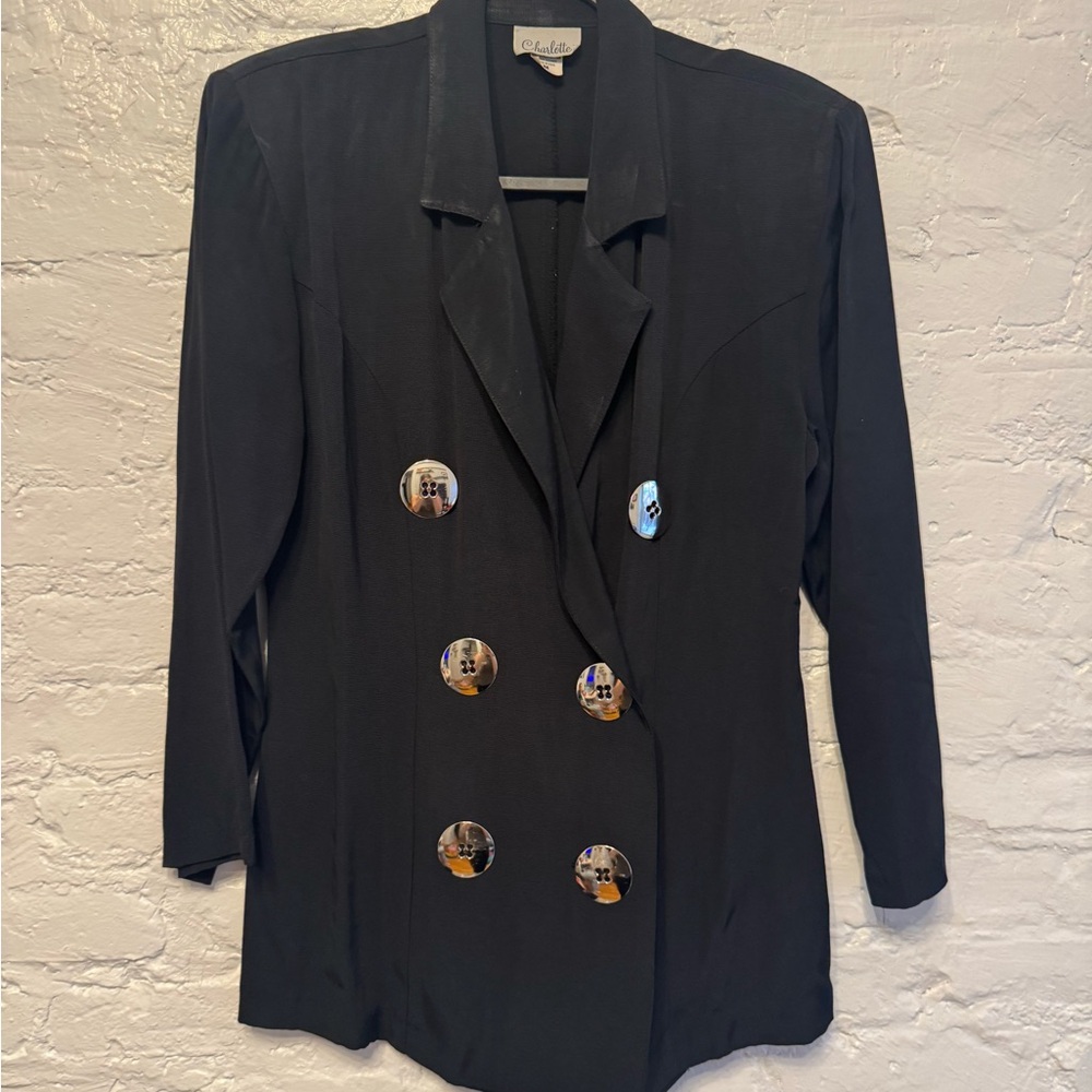 Vintage Black Double-Breasted Women's Jacket